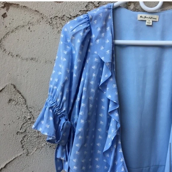 For Love & Lemons Sweetheart Wrap Mini Dress Periwinkle Size S